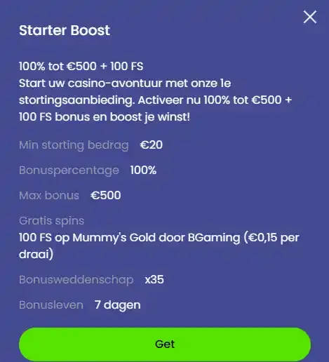 Actuele Viu-viu bonus- of promotiepagina met de voorwaarden van het getoonde aanbod